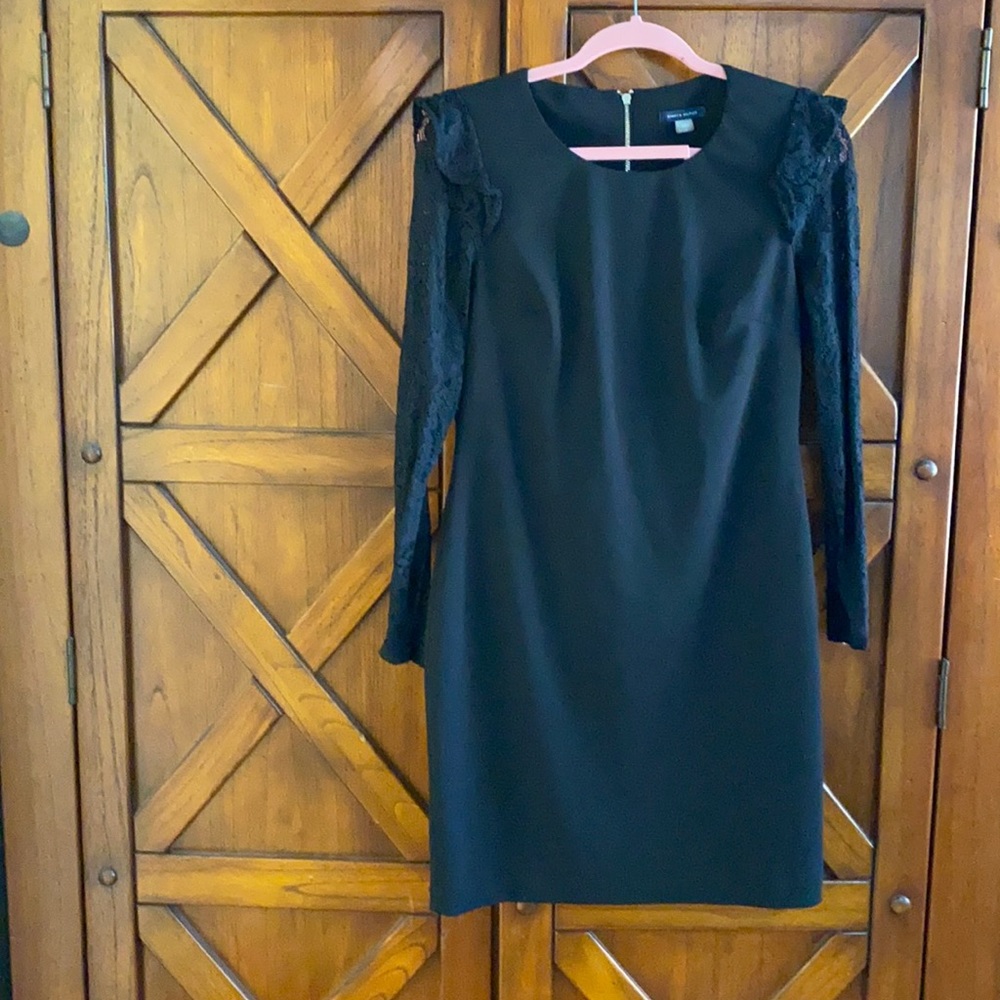 Black Dress with Lace Sleeves